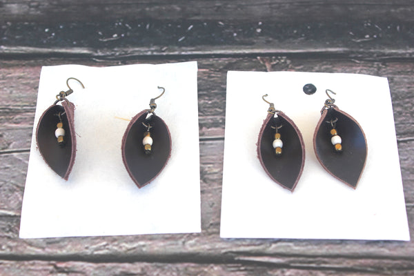 Leather Leaf Earrings, Thailand