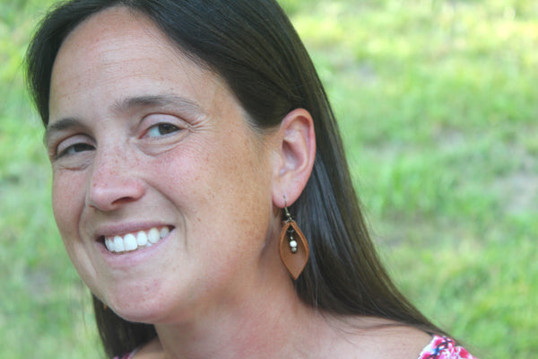 Leather Leaf Earrings, Thailand