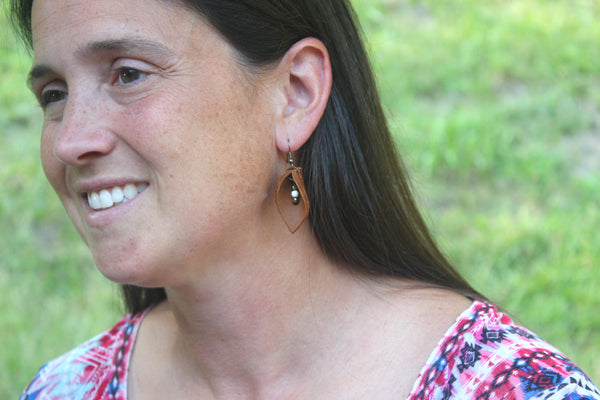 Leather Leaf Earrings, Thailand