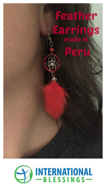 Dreamcatcher Feather Earrings, Peru