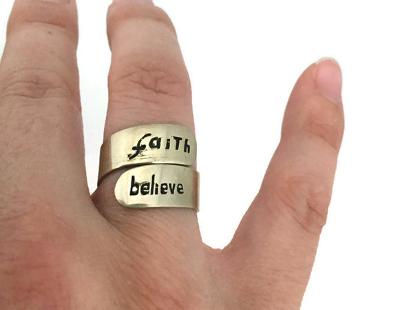 Silver Motto Ring, Peru