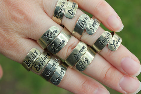 Silver Motto Ring, Peru