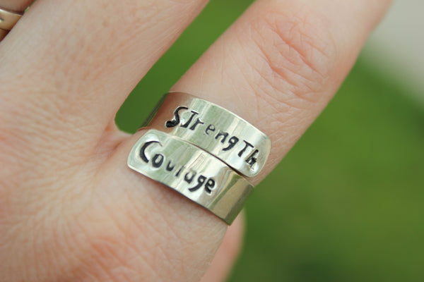 Silver Motto Ring, Peru