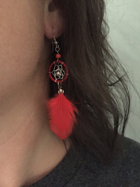 Dreamcatcher Feather Earrings, Peru