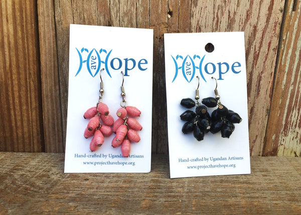 Paper Bead Cluster Earring, Uganda