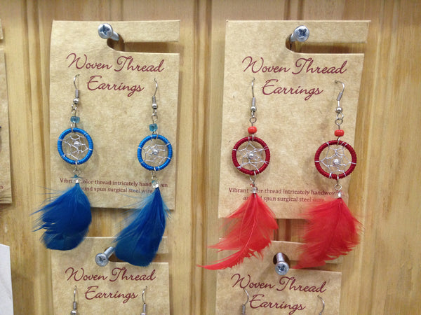 Dreamcatcher Feather Earrings, Peru