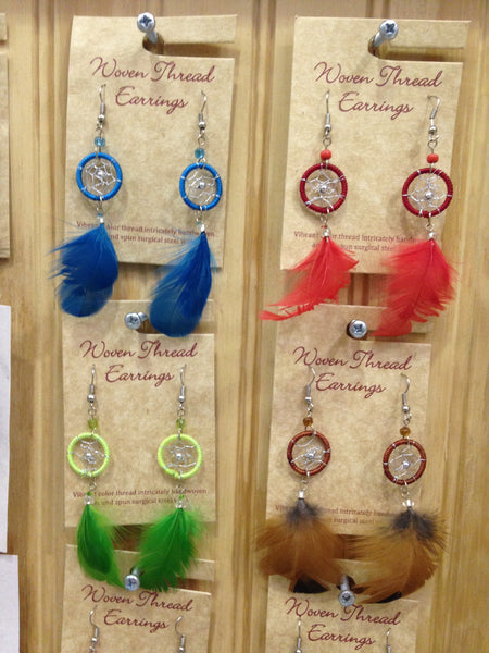 Dreamcatcher Feather Earrings, Peru