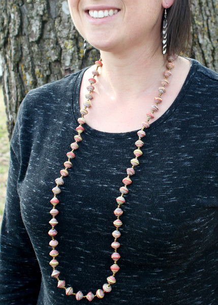 Long Paper Bead Necklaces, Uganda