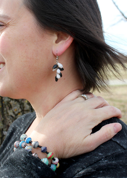 Paper Bead Cluster Earring, Uganda