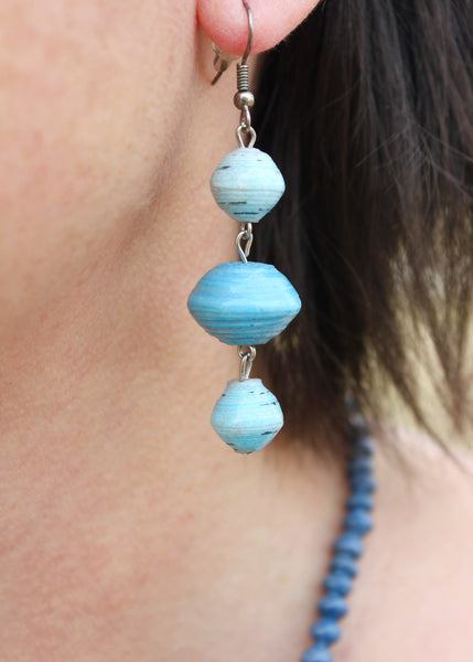 Triple Paper Bead Earring, Uganda
