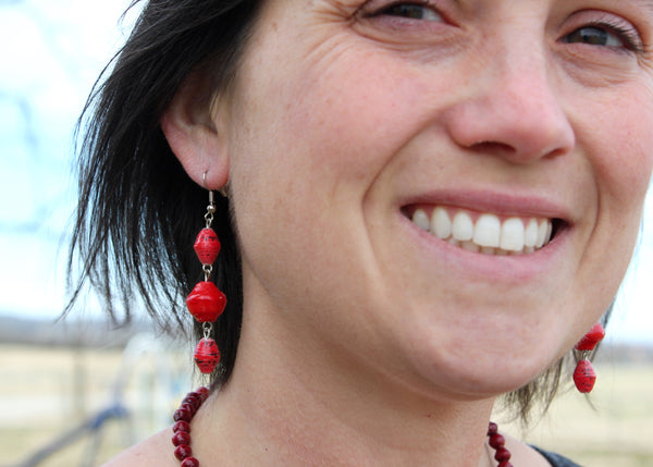 Triple Paper Bead Earring, Uganda