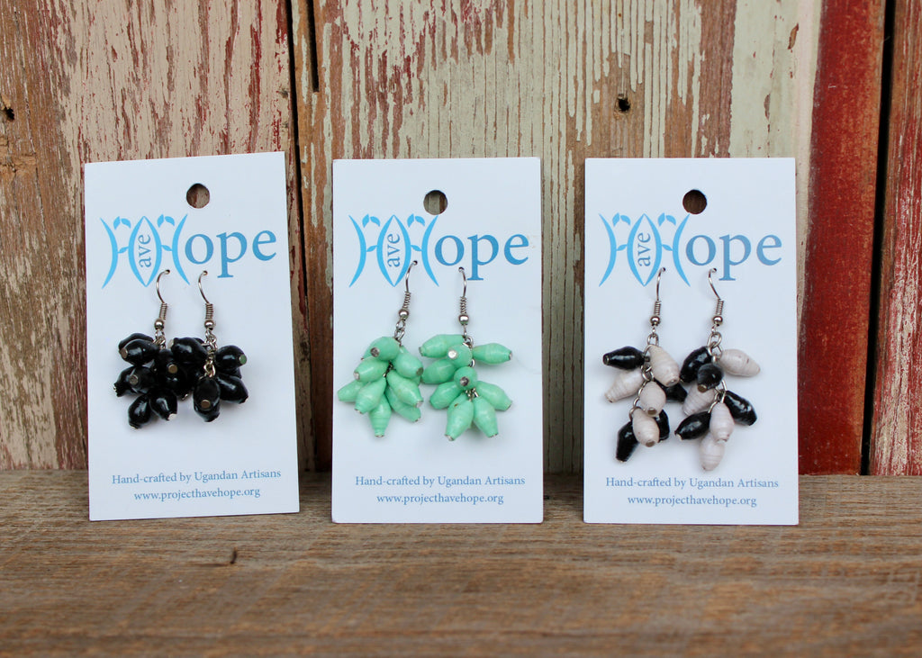 Paper Bead Cluster Earring, Uganda