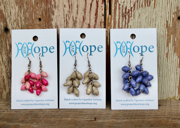 Paper Bead Cluster Earring, Uganda