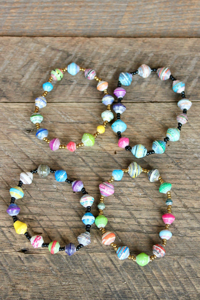 Multicolor Paper Bead Bracelets, Uganda