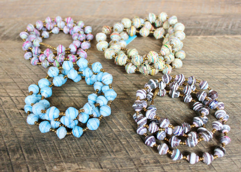 Long Paper Bead Necklaces, Uganda