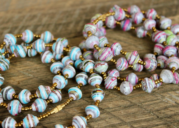 Long Paper Bead Necklaces, Uganda