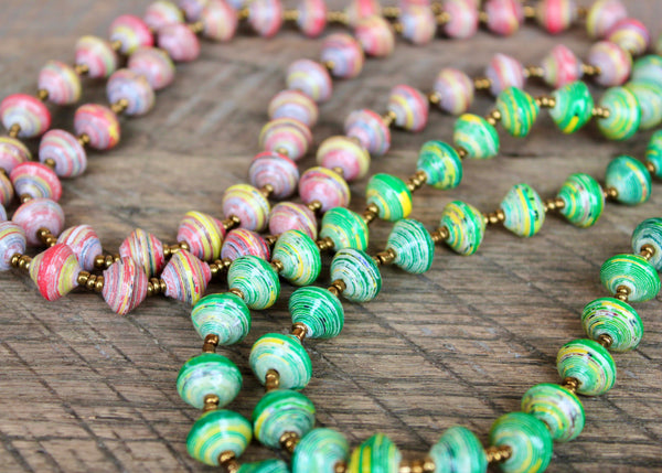 Long Paper Bead Necklaces, Uganda