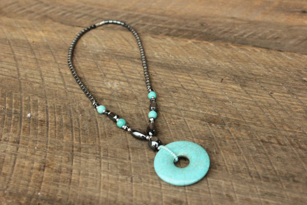 Turquoise Circle Necklace, Belize