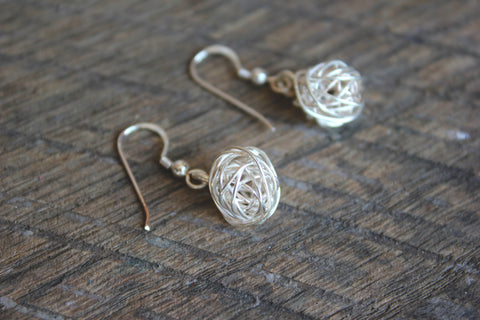 Silver Tumbleweed Earrings, Thailand