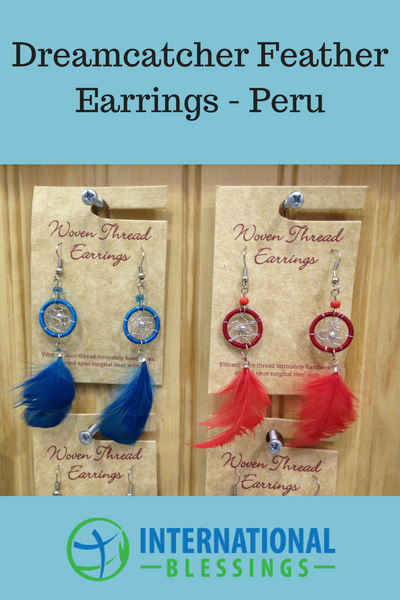 Dreamcatcher Feather Earrings, Peru