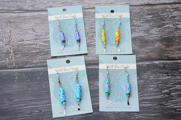Painted Bead Earrings, Ecuador
