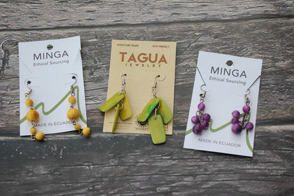 Tagua Earrings, Ecuador