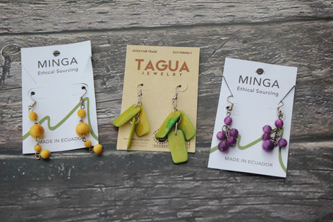 Tagua Earrings, Ecuador