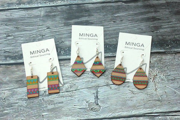 Pre-Colombian Patterned Earrings, Peru