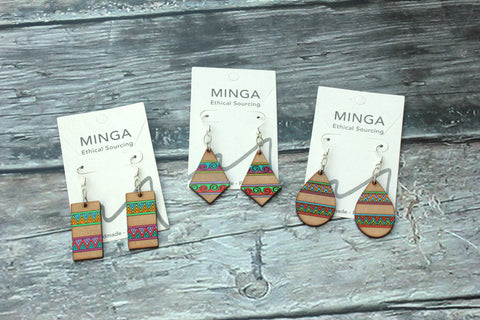 Pre-Colombian Patterned Earrings, Peru