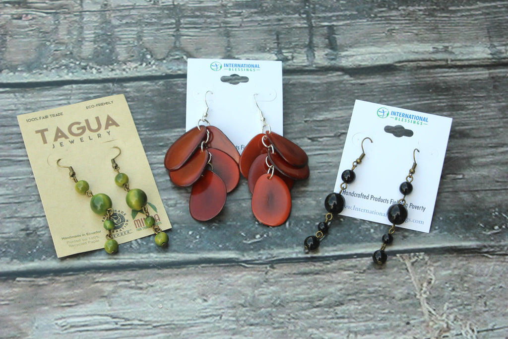 Tagua Earrings, Ecuador