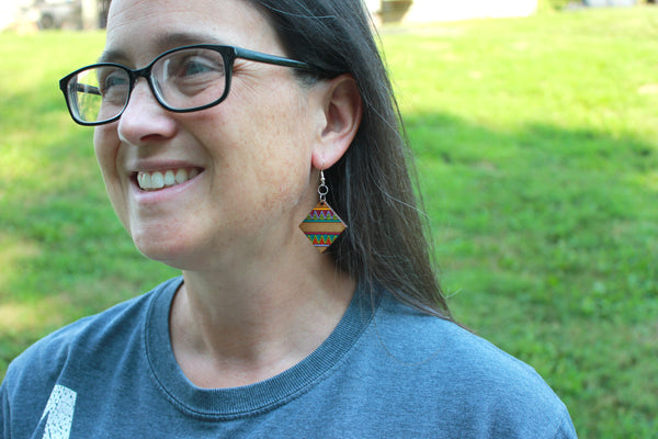 Pre-Colombian Patterned Earrings, Peru