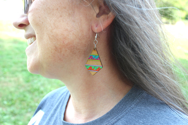 Pre-Colombian Patterned Earrings, Peru