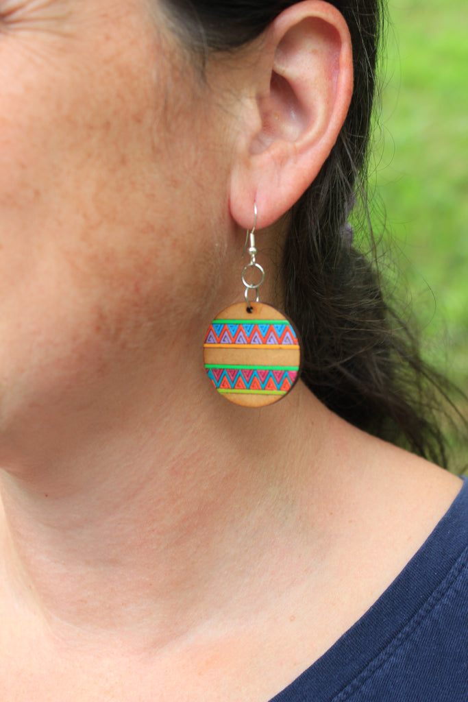 Pre-Colombian Patterned Earrings, Peru