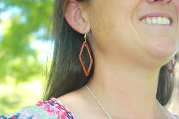 Smooth Wooden Earrings, Guatemala