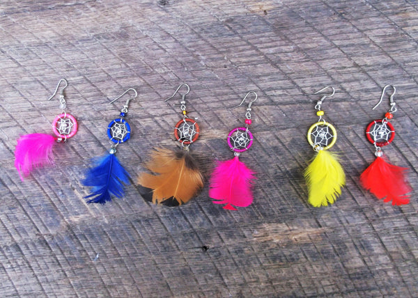 Dreamcatcher Feather Earrings, Peru