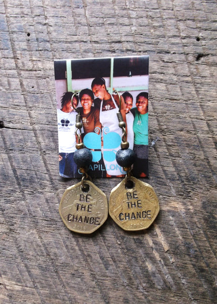 Be the Change Coin Earrings, Haiti