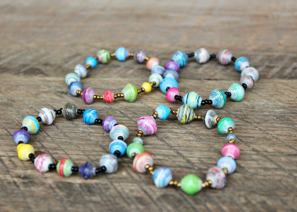 Multicolor Paper Bead Bracelets, Uganda