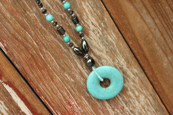 Turquoise Circle Necklace, Belize
